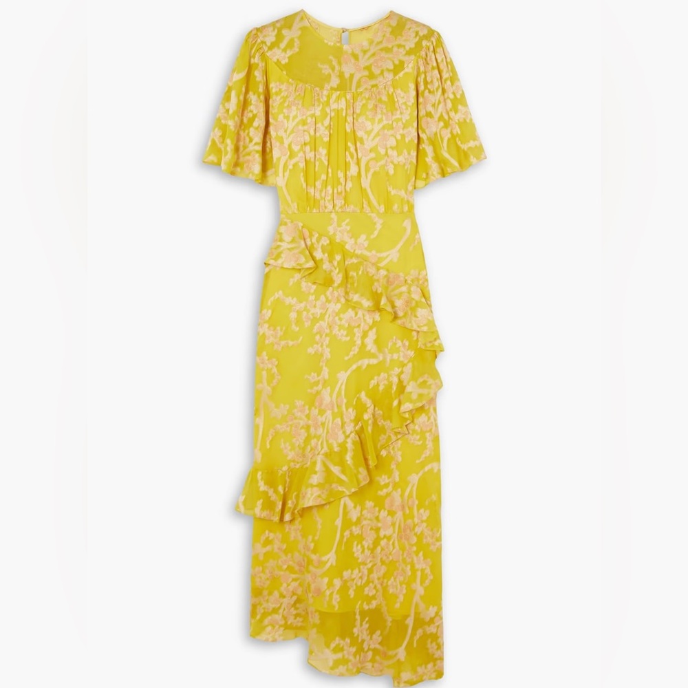 SALONI Yellow Asymmetrical Ruffled dress